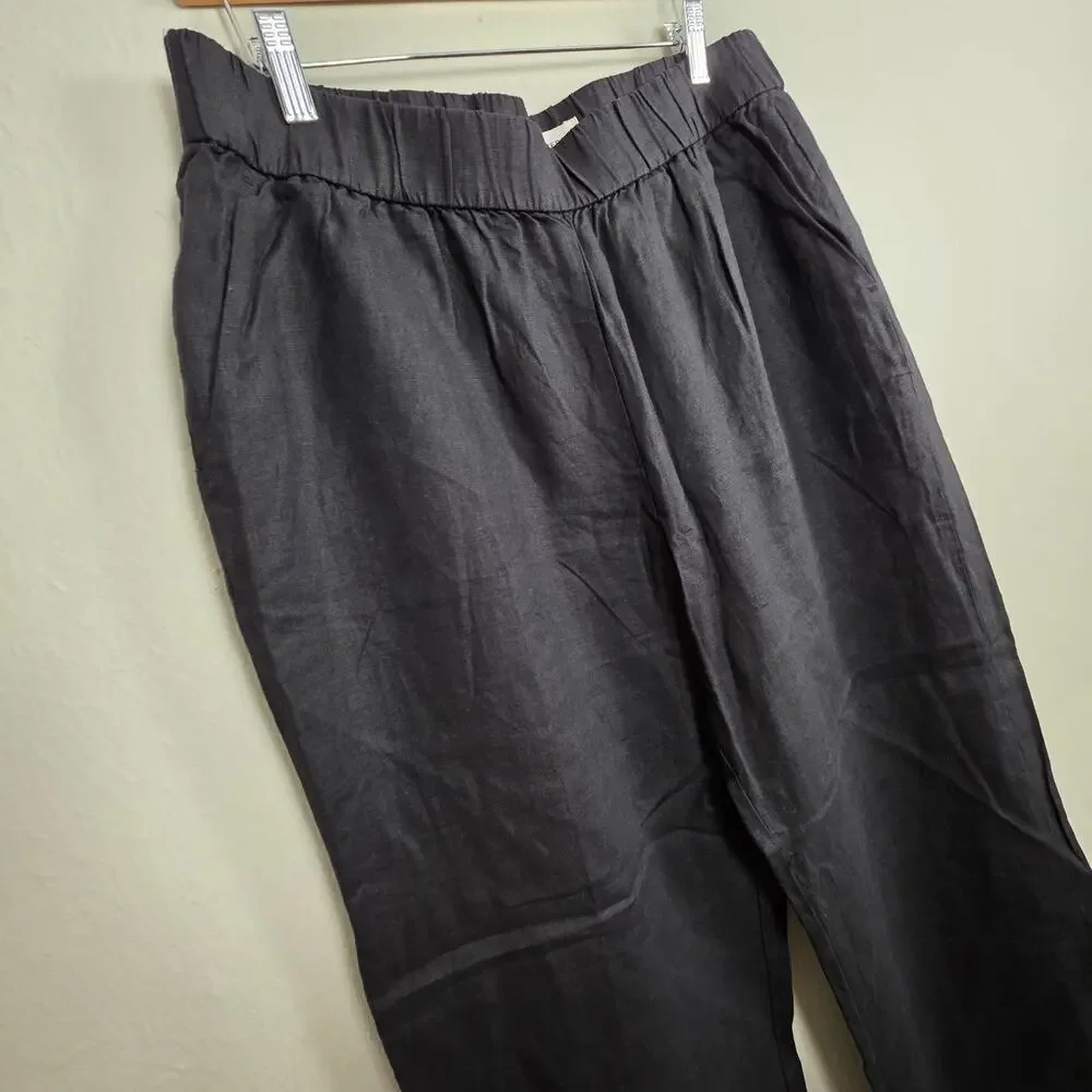 NWT Everlane European Flax Linen Black Easy Pant Black XL
